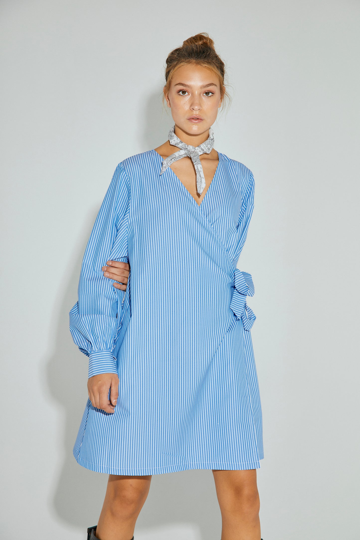 Plain Short Wrap Dress