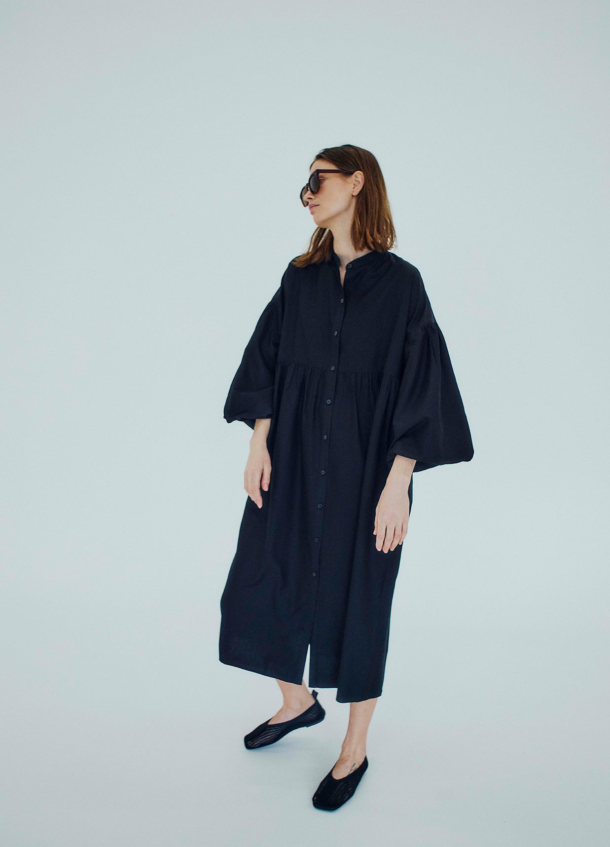Balloon Sleeve Shirt Dress