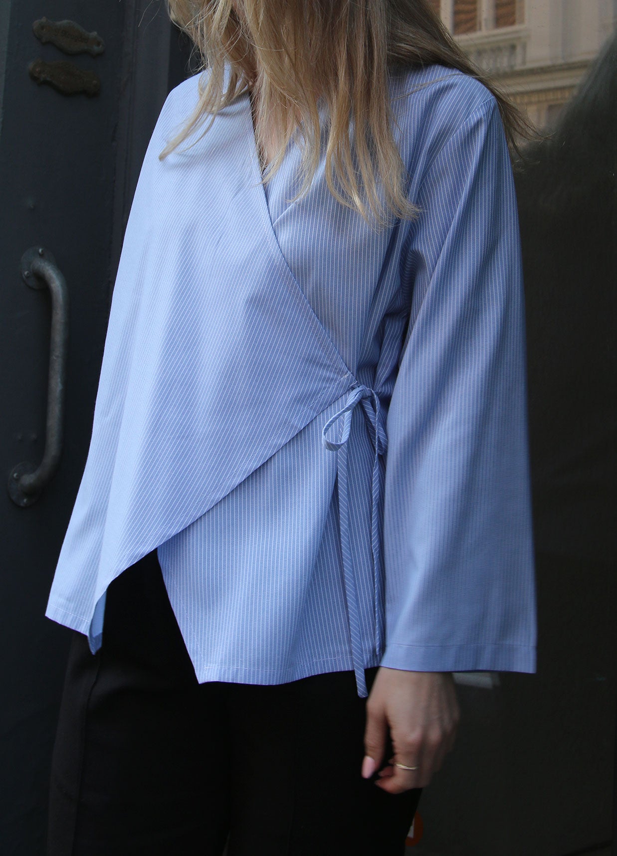 Flared Sleeve Wrap Top