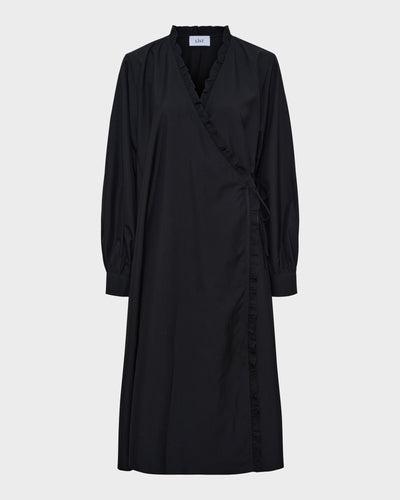 Long Ruffle Wrap Dress