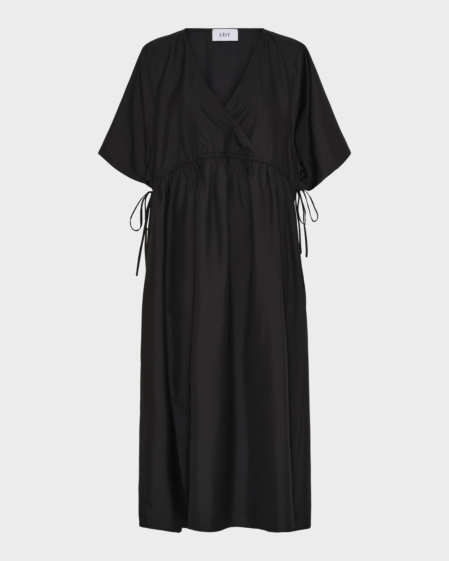 Long SS Crossover V-Neck Dress