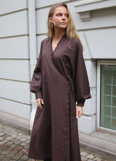 Long Ruffle Wrap Dress
