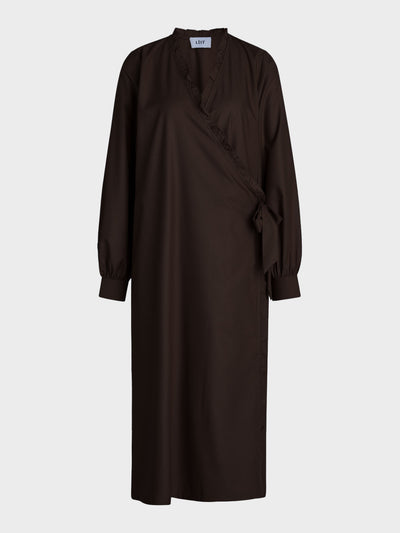 Long Ruffle Wrap Dress