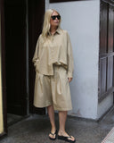 Pleated Wide 3/4 Pant