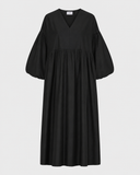 Long Bubble Sleeve V-Neck Dress