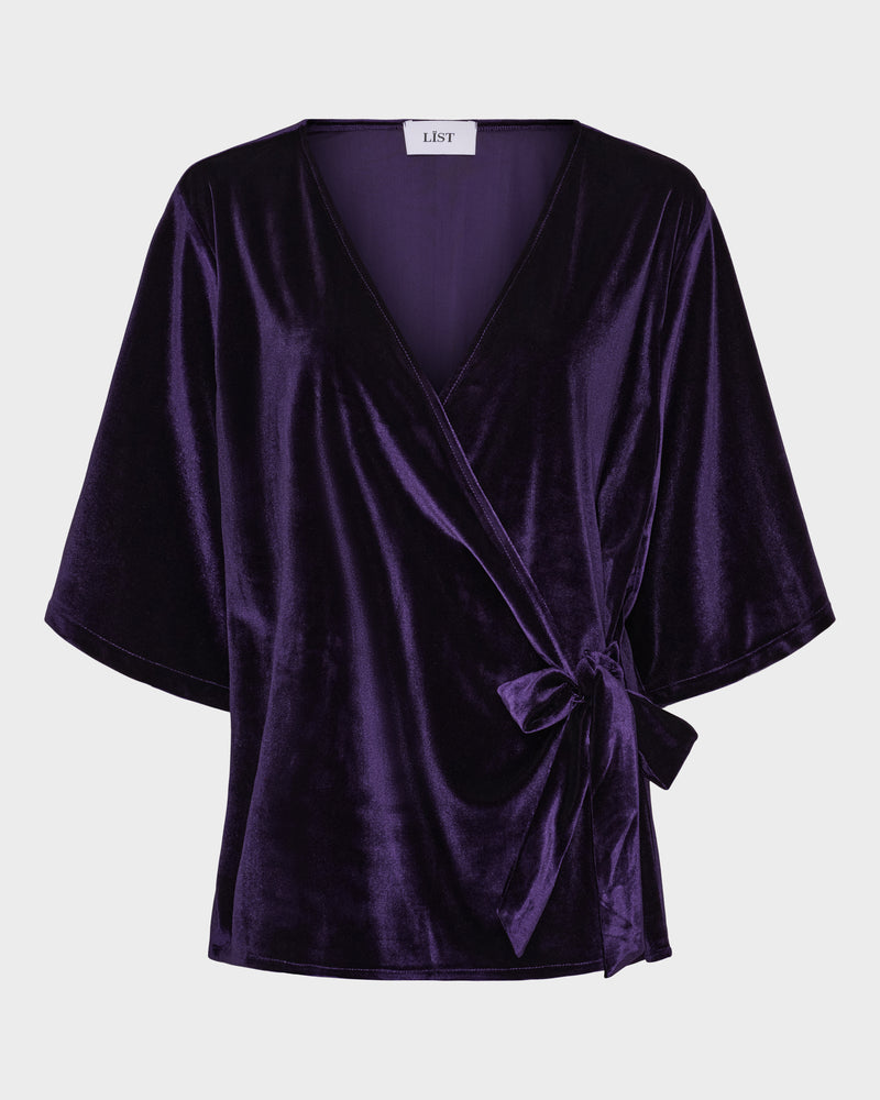 Velvet Wide Sleeve Wrap Top