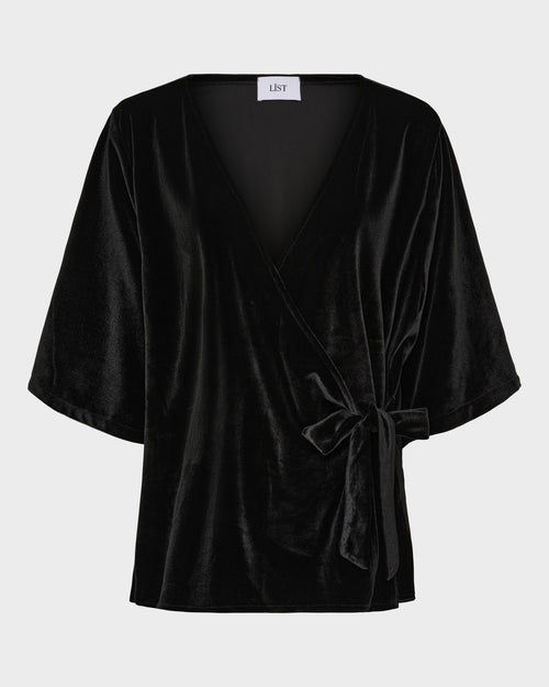 Velvet Wide Sleeve Wrap Top