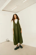 Long SL V Neck Dress