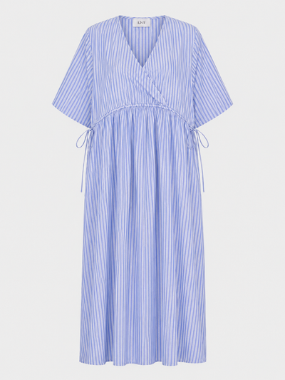 Long SS Crossover V-Neck Dress