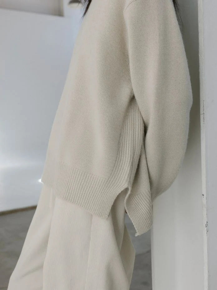 High Neck Slit Knit