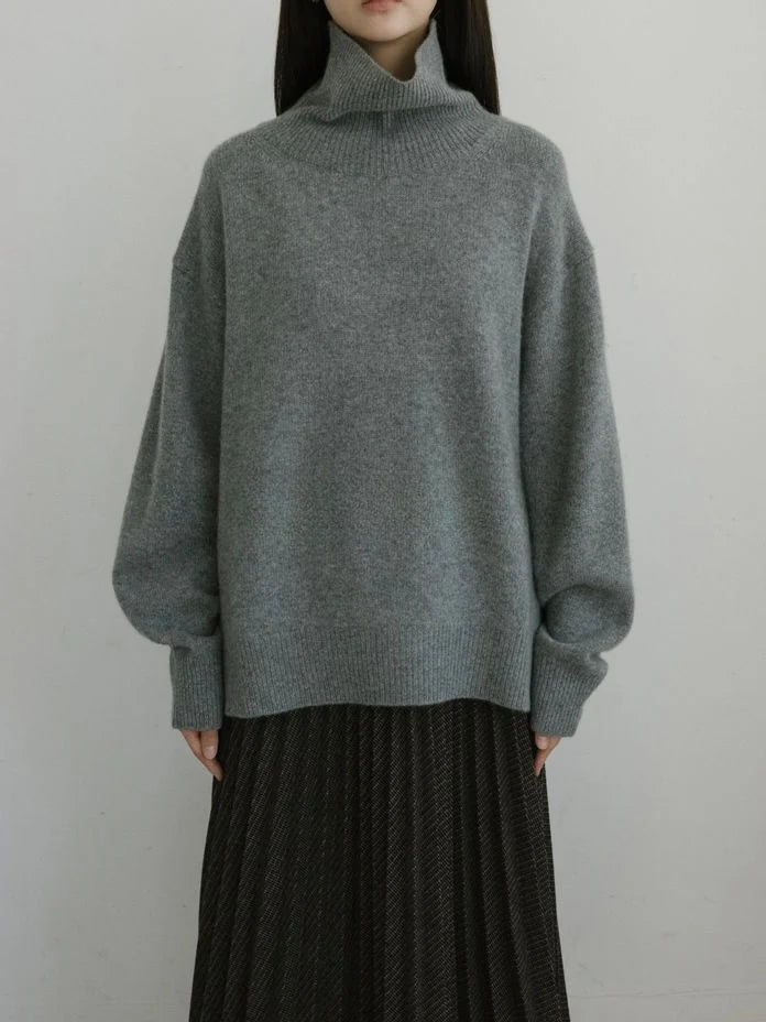 High Neck Slit Knit