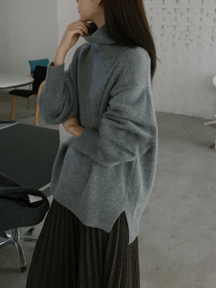 High Neck Slit Knit