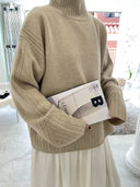 High Neck Needledrop Knit