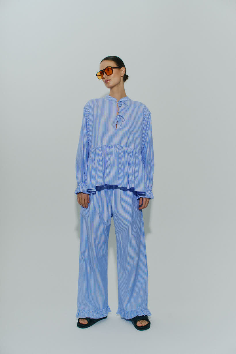Frill Sleeve Peplum Shirt image 2