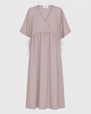 Long SS Crossover V-Neck Dress