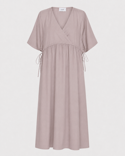 Long SS Crossover V-Neck Dress