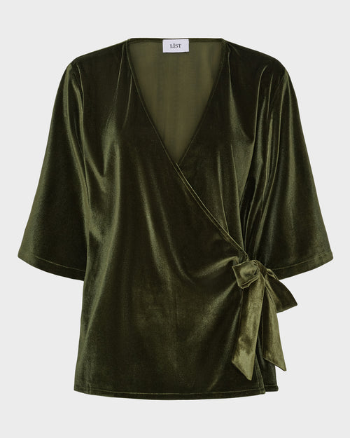 Velvet Wide Sleeve Wrap Top