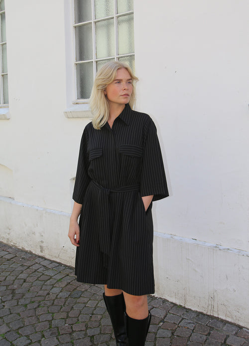 Belted Wide Sleeve Dress