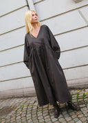Long Crossover V-Neck Dress