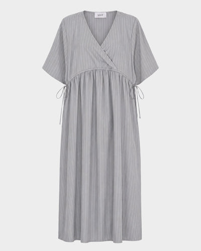 Long SS Crossover V-Neck Dress