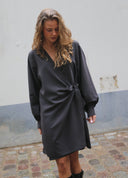 Plain Short Wrap Dress