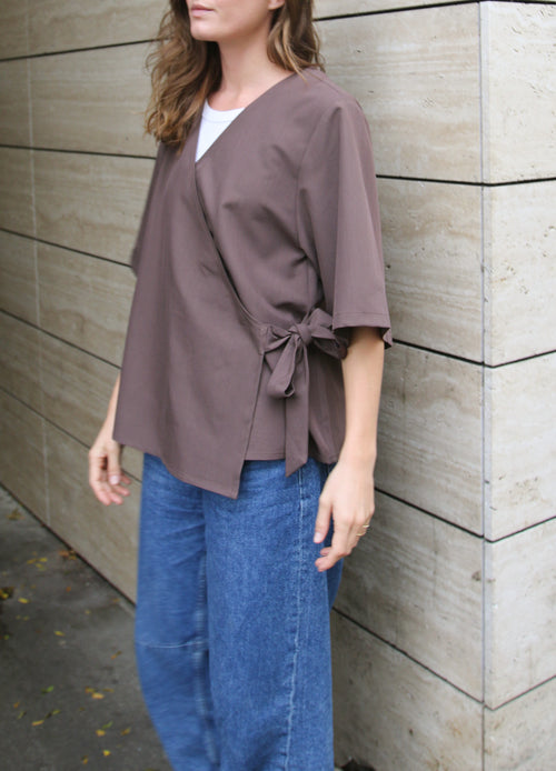 Wide Sleeve Wrap Top