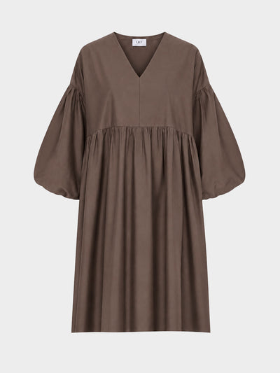 Short Bubble Sleeve V-Neck Dress