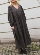 Long Crossover V-Neck Dress