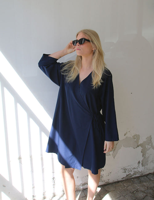 Flared Sleeve Wrap Dress
