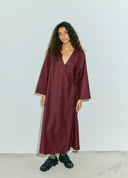 Long Flared Sleeve Wrap Dress