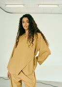 Flared Sleeve Wrap Top