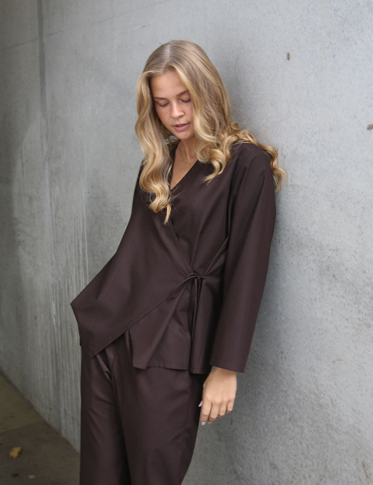 Flared Sleeve Wrap Top
