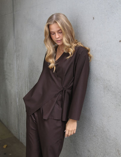Flared Sleeve Wrap Top