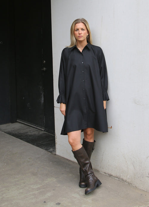 Frill Sleeve Shirt Dress