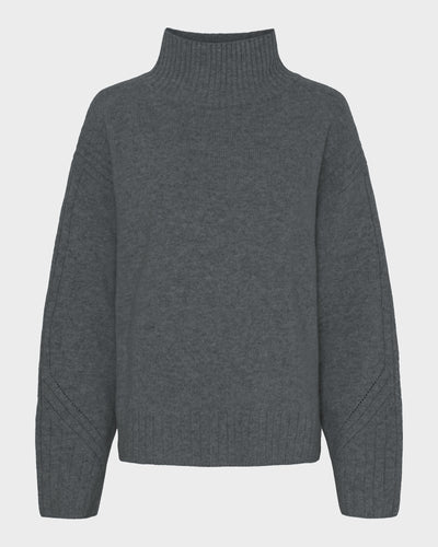 High Neck Needledrop Knit