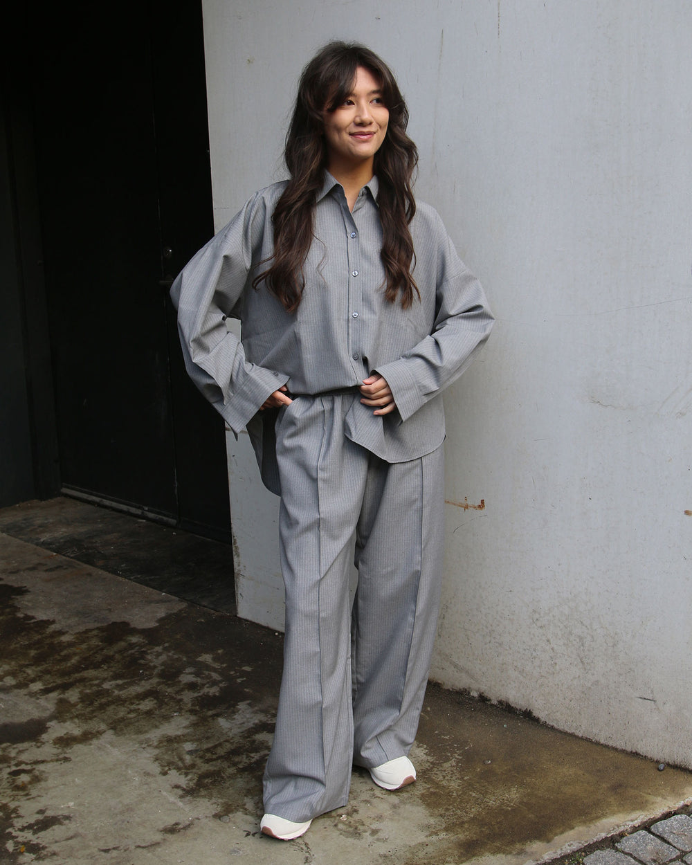 Wide Leg Wool Suit Pant