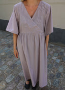 Limited Long SS Crossover V-Neck Dress