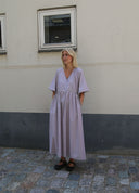 Limited Long SS Crossover V-Neck Dress