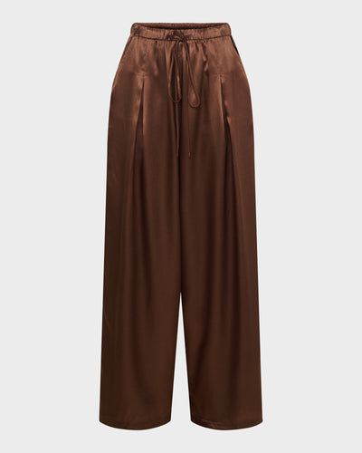 Pleated Wide Leg Silk Pant