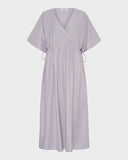 Long SS Crossover V-Neck Dress