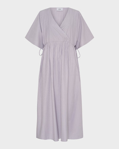 Long SS Crossover V-Neck Dress