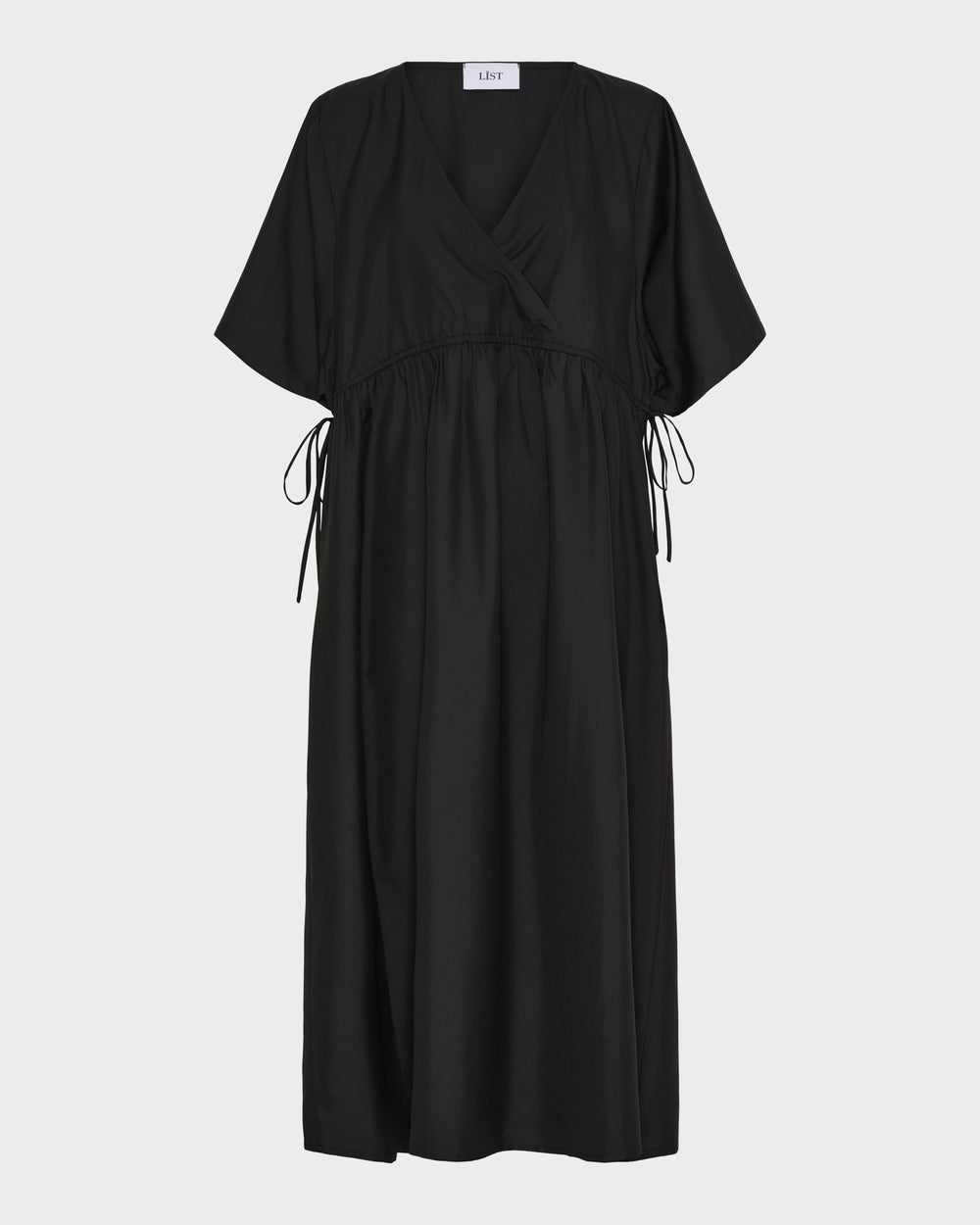 Long SS Crossover V-Neck Dress image 1
