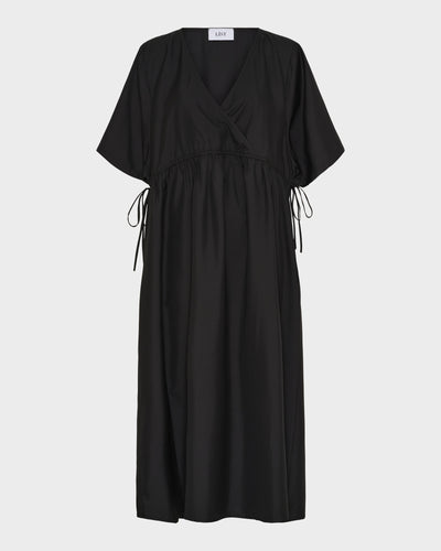 Long SS Crossover V-Neck Dress