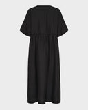 Long SS Crossover V-Neck Dress