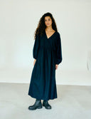 Long Crossover V-Neck Dress