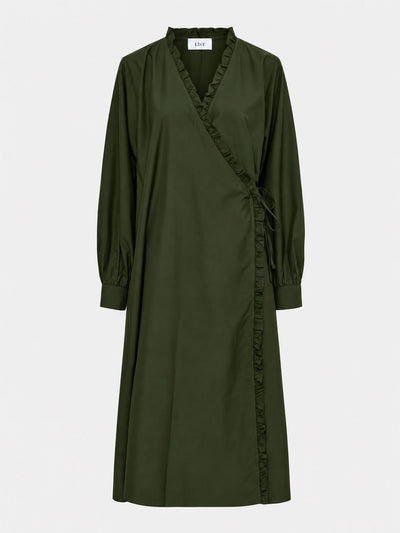 Long Ruffle Wrap Dress