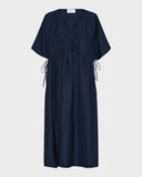 Long SS Crossover V-Neck Dress