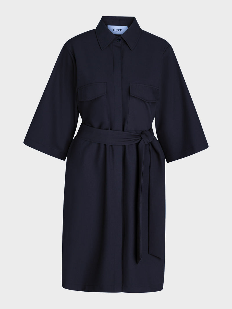 Belted Wide Sleeve Dress image 1