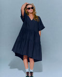 SS V Neck Drop Back Dress