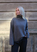 High Neck Needledrop Knit